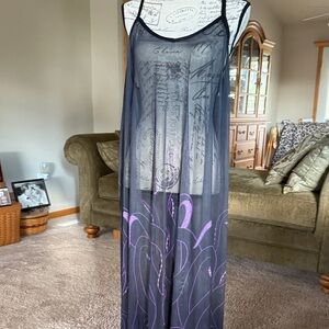 Torrid Sheer Disney little mermaid Black and Purple coverup swim Dress